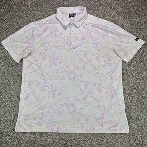 Sunday Swagger Polo Shirt Mens 2XL Pink White Marble Stretch Performance Golf